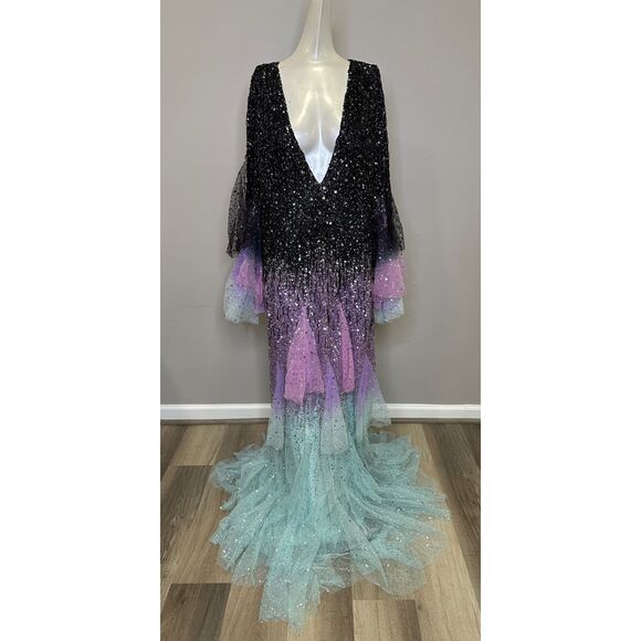 Elegant Black and Purple Maxi Dress - Picture 12 of 16